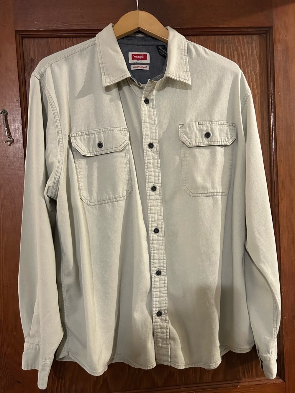 Wrangler Flex for Comfort Long Sleeved Button Down Shirt, Size:XL
